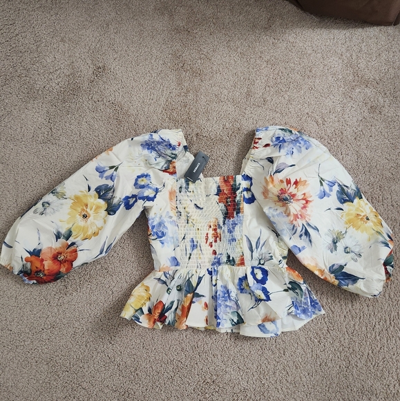 Brand New Women Floral V-neck Cotton Top XS - Picture 6 of 8